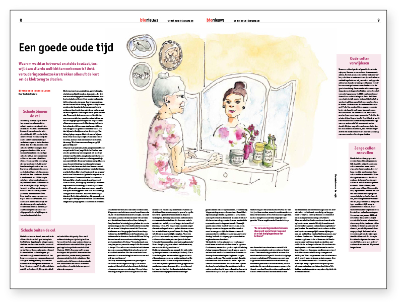 Illustratie in aquarel 'Een goede oude tijd' Editorial Bionieuws